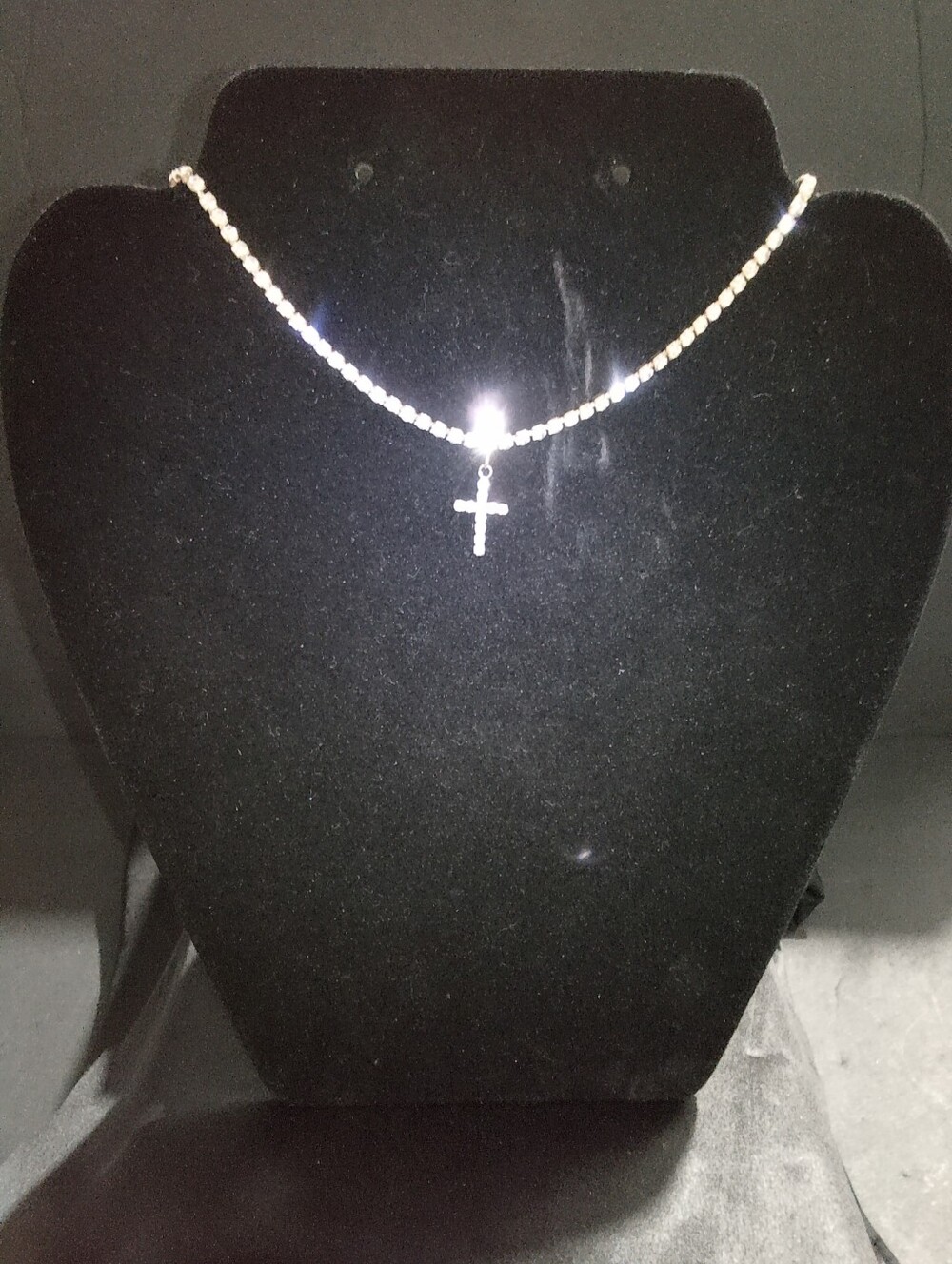 Gold Filled Stone Cross Necklace 13-16"